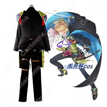 ♡ 刀剣乱舞 小竜景光 戦闘服 コスプレ 衣装 ♡ 送料無料】とうらぶ風 黄緑×緑防具付き ロングマント衣装セット 小